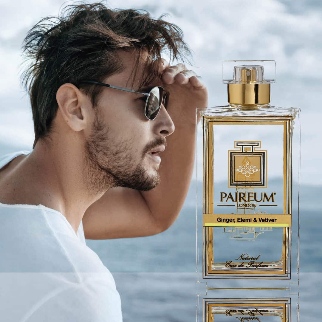 Eau De Parfum Person Reflection Ginger Elemi Vetiver Man Glasses perspiration sweat