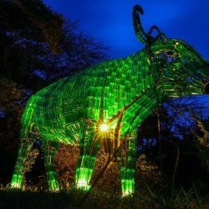 St Patricks Day Green Nyati Buffalo Statue Kenya